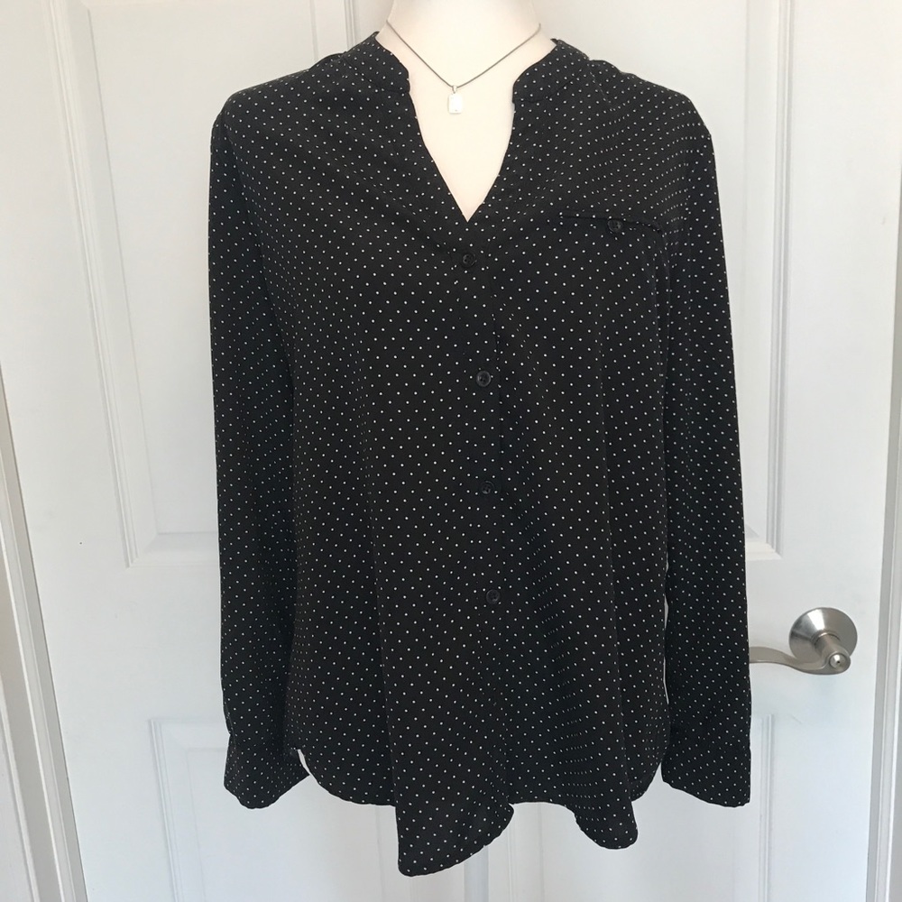 Kut From the Kloth Black White Top Sz Large Petite